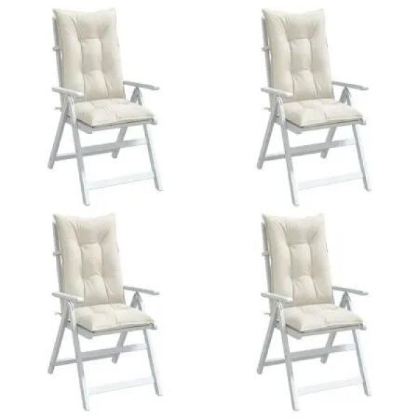 Highback Chair Cushions 4 pcs Melange Cream 120x50x7 cm Fabric