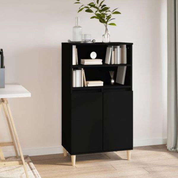 Highboard Black 60x36x110 Cm Engineered Wood