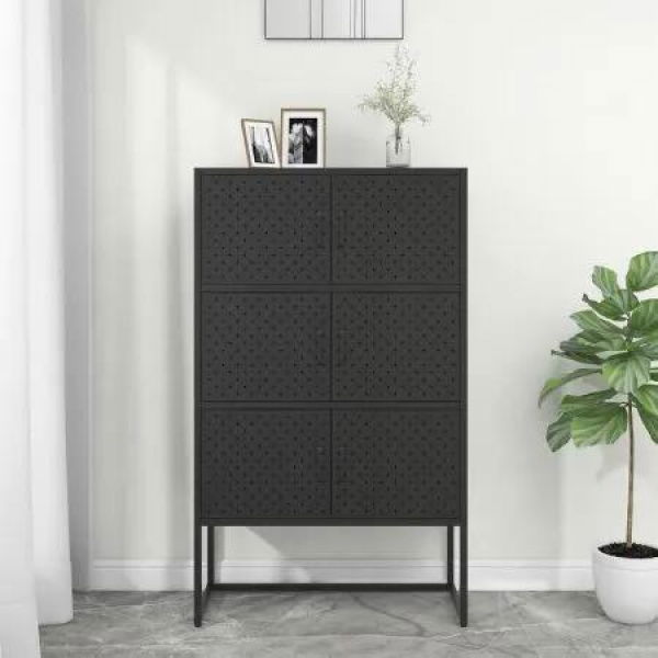 Highboard Black 80x35x135 cm Steel