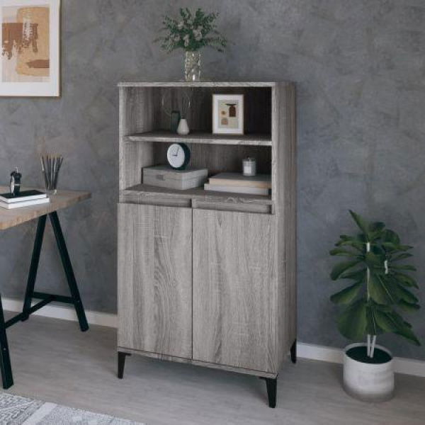 Highboard Grey Sonoma 60x36x110 Cm Engineered Wood