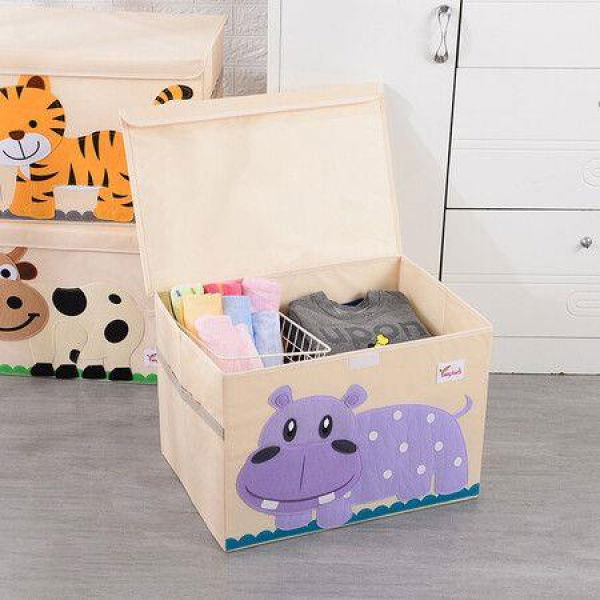 Hippo Large Toy Foldable Box Chest With Flip-top Lid Fabric Toy Storage Bin 53*36*36cm.