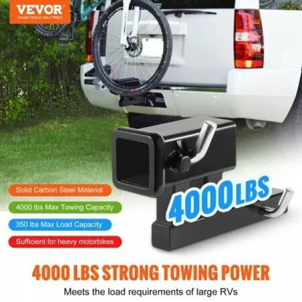 Hitch Adapter, 1-1/4' to 2' Receiver Hitch Extender Extension, Trailer Hitch Riser with 4' Rise/Drop, 6-1/2' Extension Length, 1814 kgs Towing Capacity, Hitch Pins, Bolt and Nut Included, Black