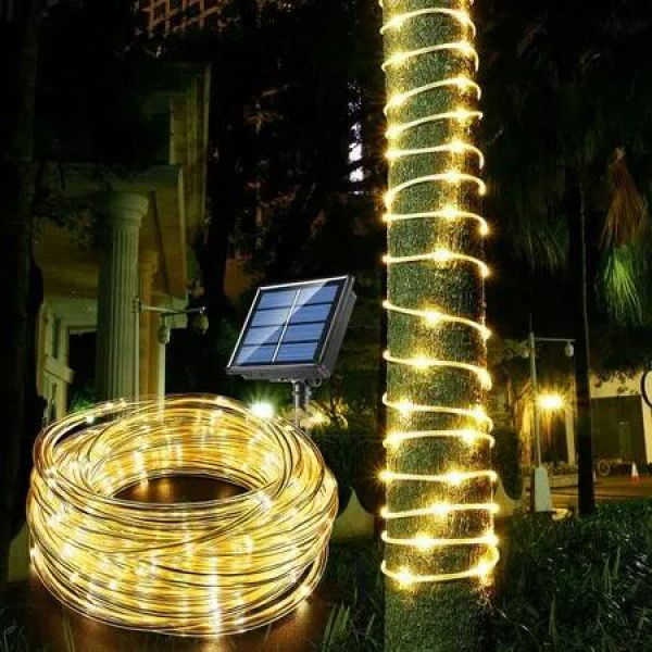 Holiday Decoration 12M Solar Fairy String Lights Warm White Copper Wire Rope Lighting for Indoor and Outdoor Decorations