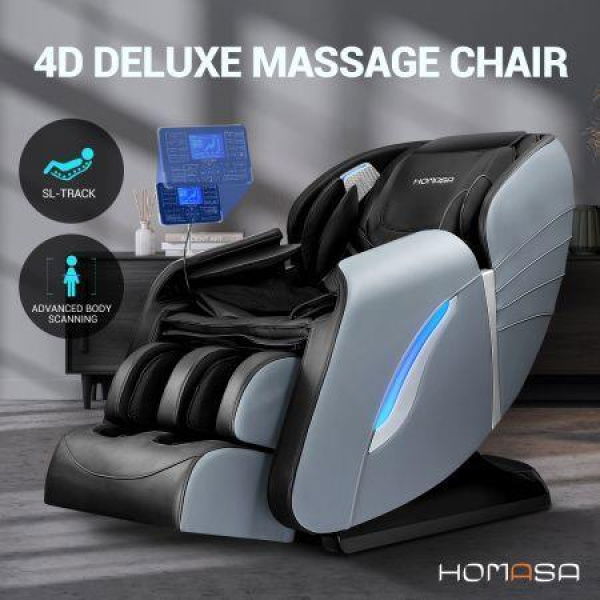 HOMASA Massage Chair 4D Electric Massager Zero Gravity Recliner With Bluetooth Speaker Gray