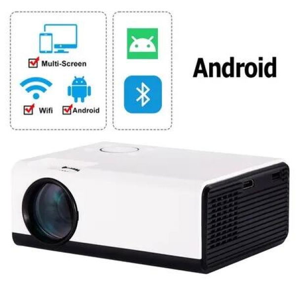 Home Cinema HD Android Projector with 5G WiFi, Native 1280x720P Resolution, and Smartphone Connectivity