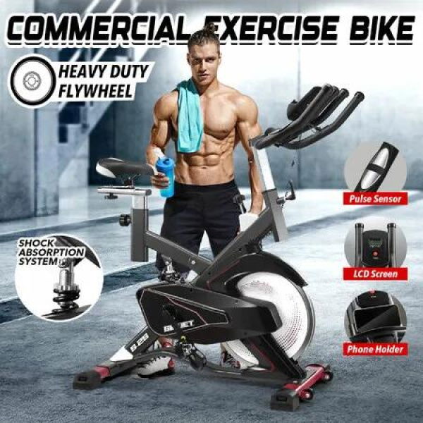 Home Gym Exercise Bike Commercial Stationary Spin Bicycle Pedal Exerciser Fitness Workout Equipment Indoor Cycling Machine LCD Adjustable Resistance