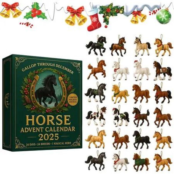Horse Advent Calendar 2025, Christmas Countdown Calendar with 24 Unique Horses Figurines, Holiday Gift Calendars for Horse Lovers, Collectors