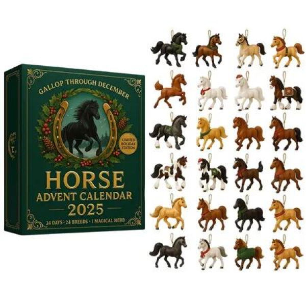 Horse Advent Calendar,Christmas Countdown Calendar with 24 Unique Horses Figurines,Holiday Gift Calendars for Horse Lovers,Collectors