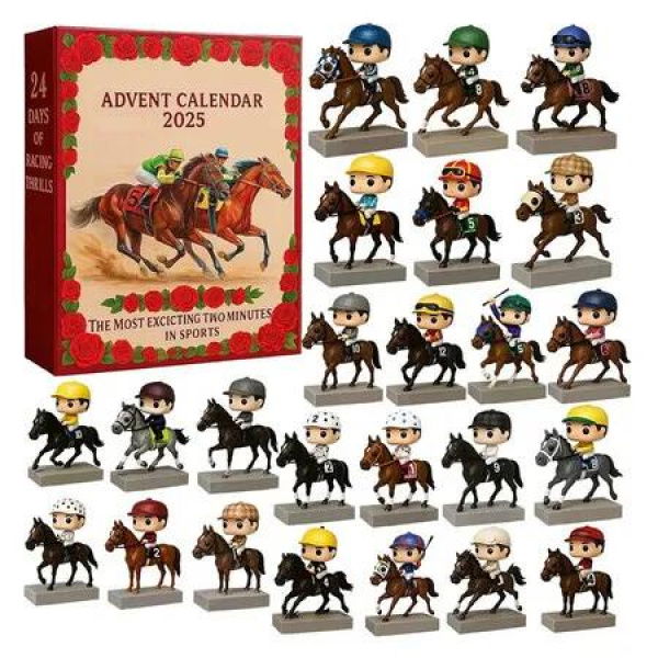 Horse Racing Advent Calendar 2025, 2D Acrylic Holiday Soda Ornament for Men Women Boys Girls, 24 Days Christmas Countdown Advent Calendar