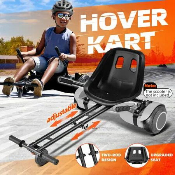 Hover Go Kart Seat Holder Stand Hoverboard Attachment Adjustable Self Balancing Ride On Off Road Sit Down Two Rods Auto Reset for Kids Adults