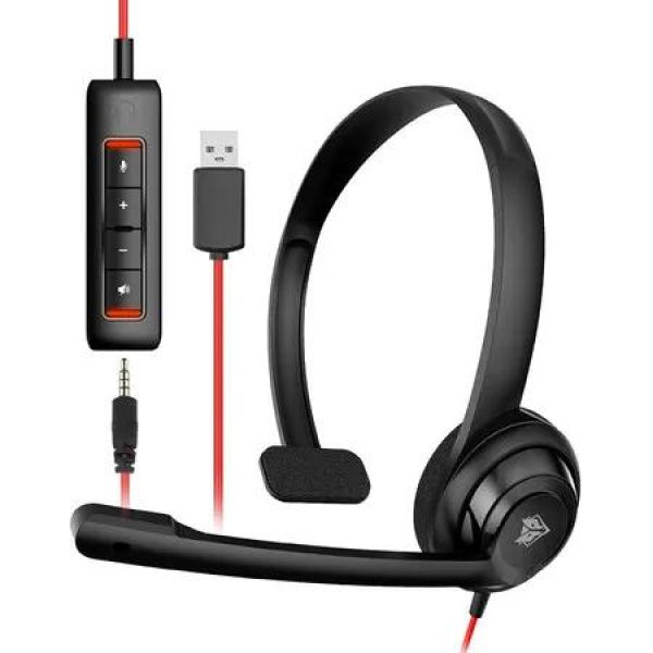 HW02 USB Headset with Microphone Noise Cancelling & in-line Control,Ultra Comfort Computer Headset for Laptop pc,On-Ear Wired Office Call Center Headphone