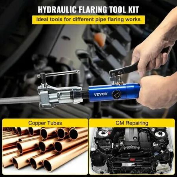 Hydraulic Flaring Tool Kit, 45Â° Double Flaring Tool, Brake Repair Brake Flaring Tools for 3/16'-1/2', Brake Flare Tool with Tube Cutter, 32 PCS Tube Flaring Tools for Copper Lines, Black