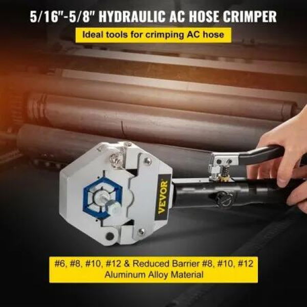 Hydraulic Hose Crimper Hydra-Krimp 71500,Manual AC Hose Crimper Kit Air Conditioning Repaire Handheld,Hydraulic Hose Crimping Tool with 7 Die Set, for Barbed and Beaded Hose Fittings