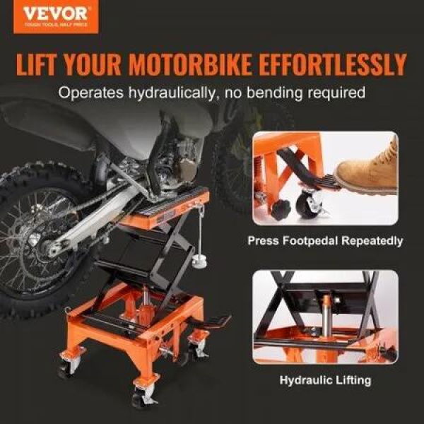 Hydraulic Motorcycle Lift Table 350 LBS Dirt Bike Scissor Jack Stand