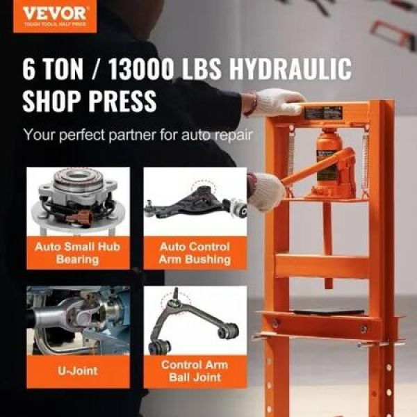 Hydraulic Shop Press 6 Ton with Press Plates H-Frame Benchtop Press Stand