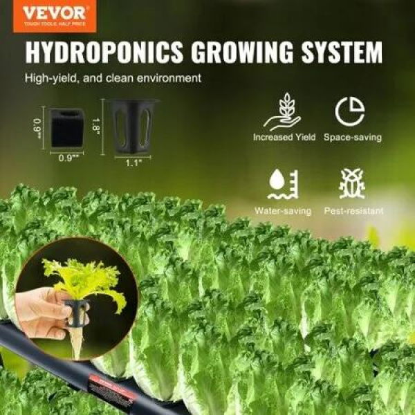 Hydroponics Growing System, 108 Sites 3 Layers, Dark Grey PVC Pipes Hydroponic Grow Kit with Water Pump, Timer, Baskets and Sponges for Fruits, Vegetables, Herb