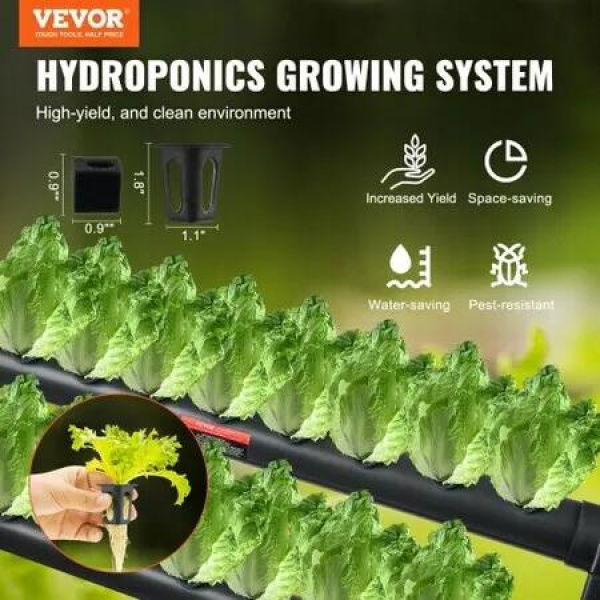 Hydroponics Growing System, 36 Sites 4 Layers, Dark Grey PVC Pipes Hydroponic Grow Kit with Water Pump, Timer, Baskets and Sponges for Fruits, Vegetables, Herb