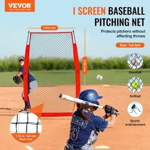 I Screen Baseball for Batting Cage 7x4 ft Baseball & Softball Safety Screen Body Protector Portable Batting Screen with Carry Bag & Ground Stakes Baseball