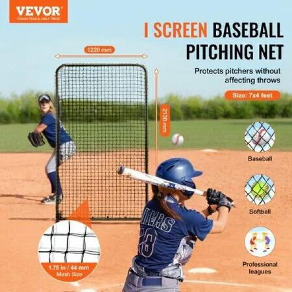 I Screen Baseball for Batting Cage 7x4 ft Baseball Softball Safety Screen Body Protector Portable Batting Screen with Carry Bag & Ground Stakes Heavy Duty