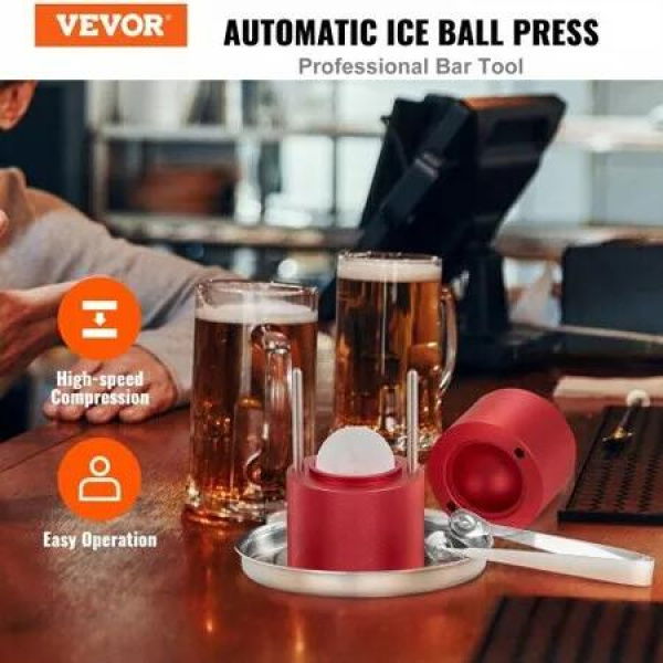 Ice Ball Press 6cm Ice Ball Maker Aircraft Al Alloy Ice Ball Press Kit for 60mm Ice Sphere Ice Press with Tong and Drip Tray for Whiskey Cocktail Bourbon