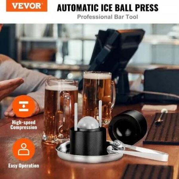 Ice Ball Press 6cm Ice Ball Maker Aircraft Al Alloy Ice Ball Press Kit for 60mm Ice Sphere Ice Press with Tong and Drip Tray for Whiskey Cocktail Bourbon