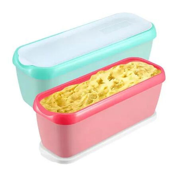 Ice Cream Containers Set of 2, 1.5 Quart Ice Cream Tub, Reusable Homemade Ice Cream Tubs with Stackable Freezer Storage Container for Yogurt, Sorbet, Gelato