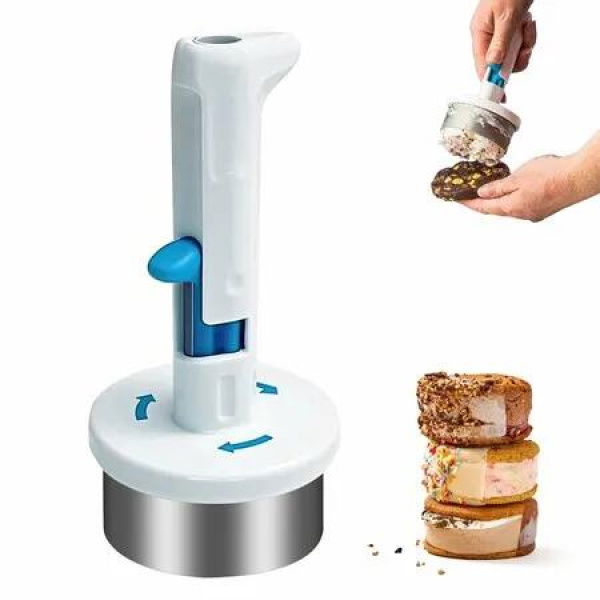 Ice Cream Sandwich Maker Tool,Stainless Steel Ice Cream Cookie Sandwich Maker,Easy Release Sandwich Cookie Scoops,Creative Ice-Cream Burger Making