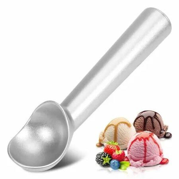 Ice Cream Scoop,18cm Nonstick Anti-Freeze One Piece Aluminum Scooper Spoon,Heavy Duty Durable Design,Easy Clean (Silver)