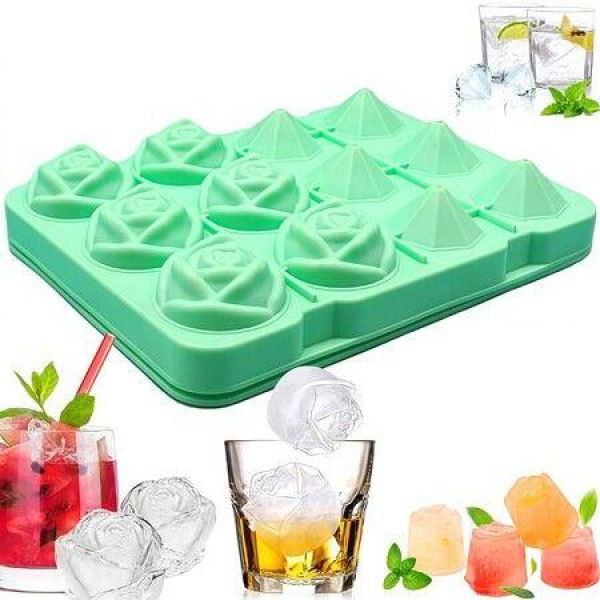 Ice Cube Tray,Ice Cube Molds,6 Cavity Silicone Rose 6 Diamond Ice Ball Maker Easy Releas Ice Cube Form for Chilling Cocktails,Whiskey,Bourbon Juice