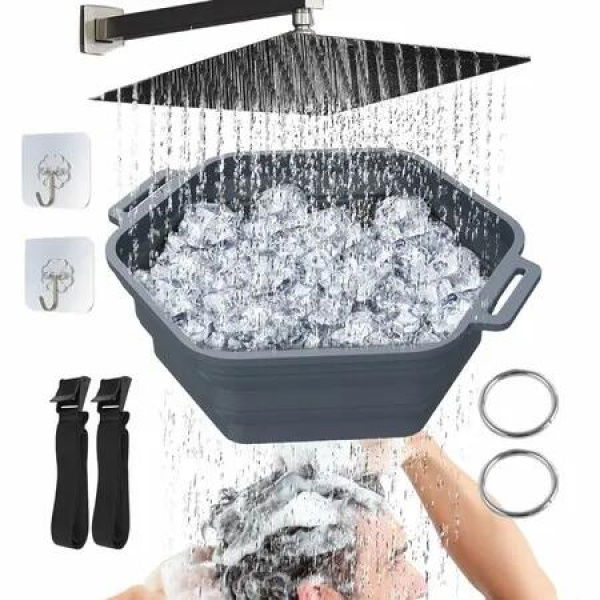 Ice Shower Rapid Cooling Portable Ice Bath Barrel Silicone Foldable Ice Bath Chiller For Athletes Relax Bathroom Accessories Color Deep Blue