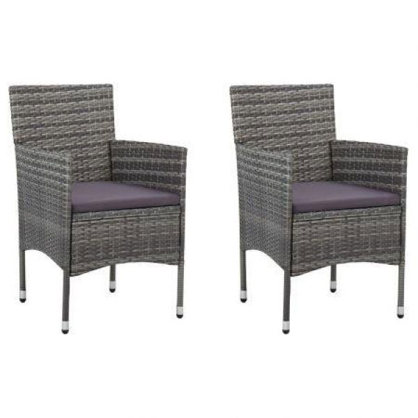 IdaXL Garden Dining Chairs 2 Pcs Poly Rattan Grey