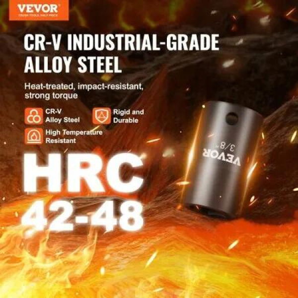 Impact Sockets Set 29pcs 6-Point 3/8in Drive Bit Ratchet Tool Kit Case