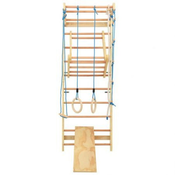 Indoor Climbing Playset With Ladders Rings Slide Wood