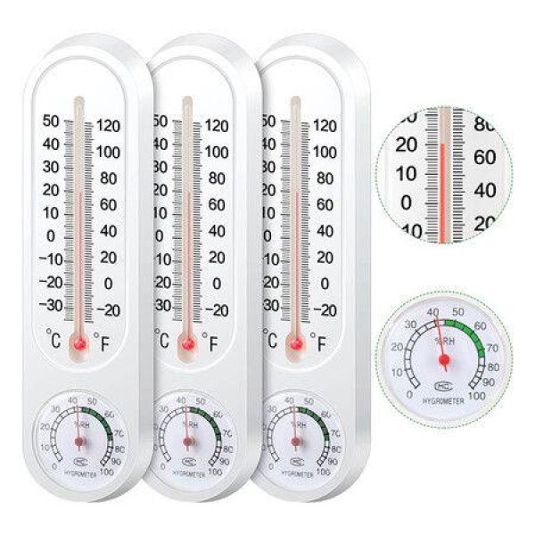 Indoor Outdoor Wall Thermometer, Humidity Meter, Vertical Thermometer and Hygrometer, Wireless Temperature and Humidity Meter with Fahrenheit/Celsius for Patio, Garden