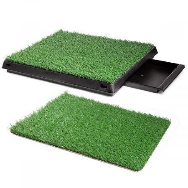 Indoor Pet Toilet Training Dog Potty Pad Grass Mat*2 With Removable Waste Tray Easy To Clean.