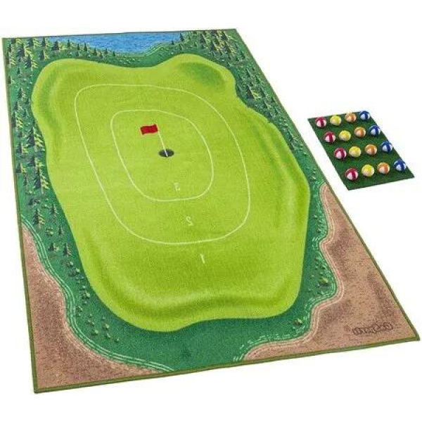 Indoor/Outdoor Chipping Game Mat with 16 Grip Balls for Precision Practice at Home or Office