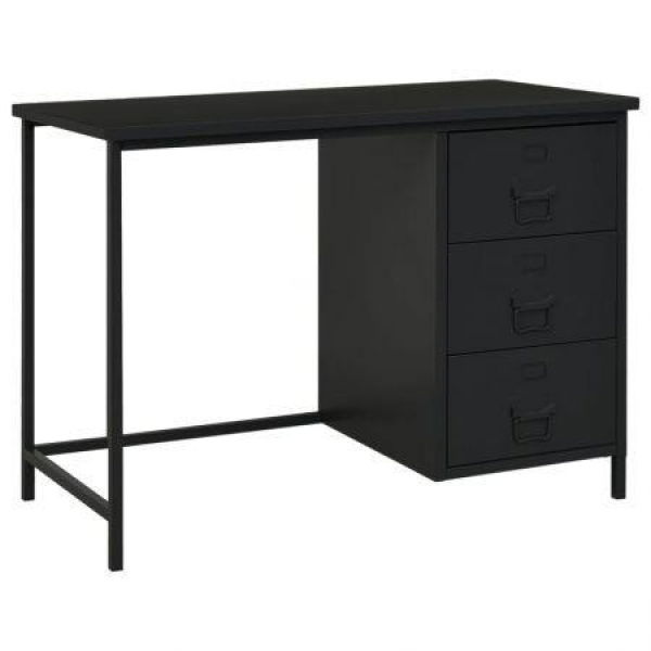 Industrial Desk With Drawers Black 105x52x75 Cm Steel