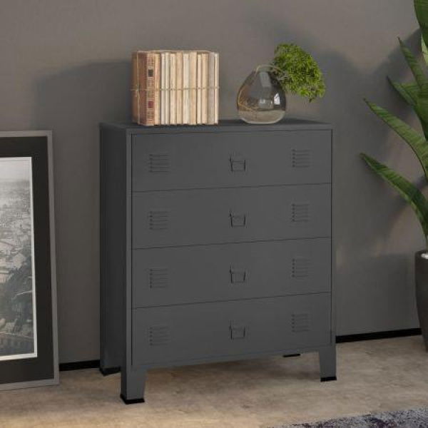 Industrial Drawer Cabinet Anthracite 78x40x93 Cm Metal