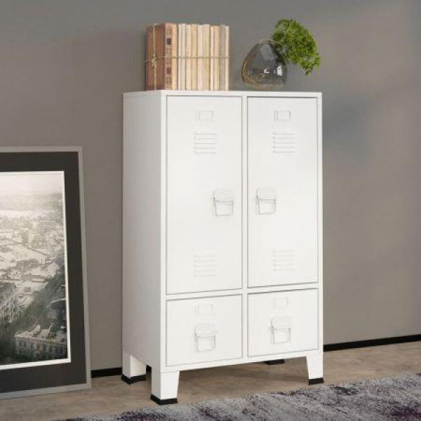 Industrial Wardrobe White 67x35x107 Cm Steel