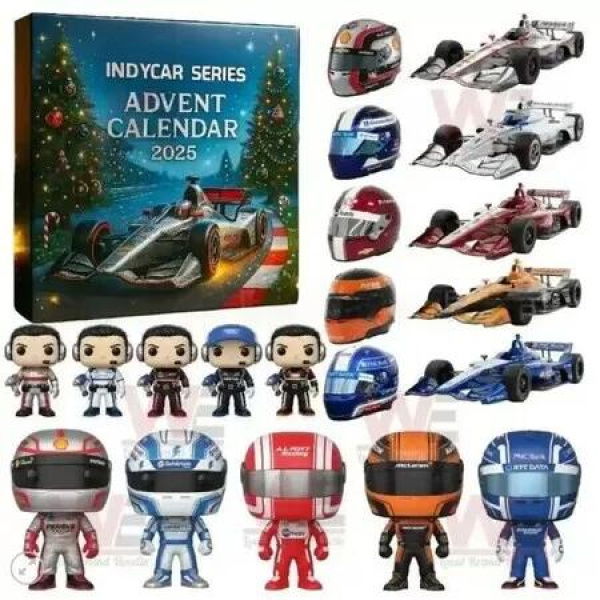 IndyCar Fomula Racing Advent Calendar 24DAYS Horsepower Christmas TREE Collectable Advent Calendar Blind Box 2D Flat Acrylic Countdown Christmas Gift