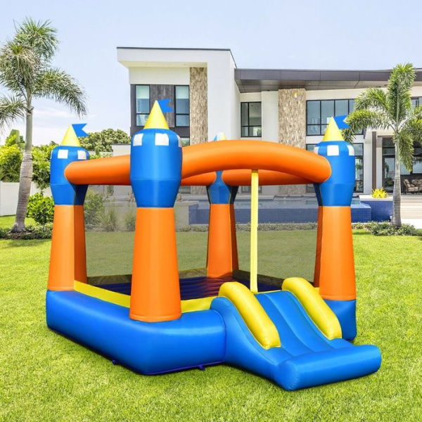 Inflatable Bounce House With Slide & Basketball Rim (without Air Blower)