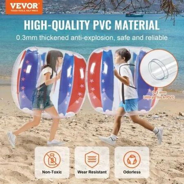 Inflatable Bumper Balls 2-Pack 4FT/1.2M Body Sumo Zorb Balls for Kids & Teens Durable PVC Human Hamster Bubble Balls for Outdoor Team Gaming Play