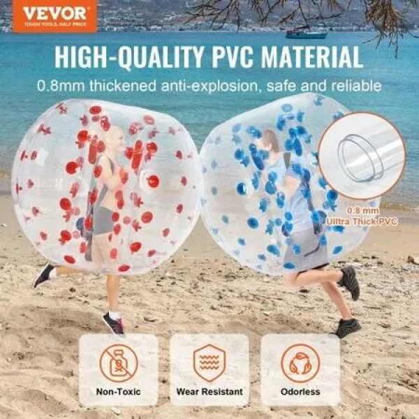 Inflatable Bumper Balls 2-Pack 5FT/1.5M Body Sumo Zorb Balls 0.8mm Thick PVC Human Hamster Bubble Balls for Outdoor Team Gaming Play Bumper Bopper Toys