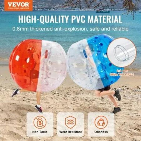 Inflatable Bumper Balls 2-Pack 5FT/1.5M Body Sumo Zorb Balls for Teen & 0.8mm Thick PVC Human Hamster Bubble Balls Gaming Play Bumper Bopper Toys