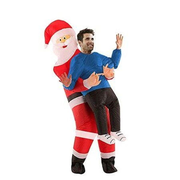 Inflatable Christmas Santa Claus Costume Blow Up Suit for Christmas Party Fits All Sizes