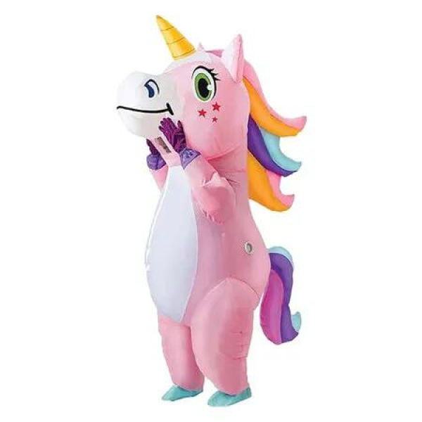 Inflatable Costume, Full Body Riding a Unicorn Blow Up Costume for Halloween Inflatables Party, Suitable for Height 150-190 CM (Pink)