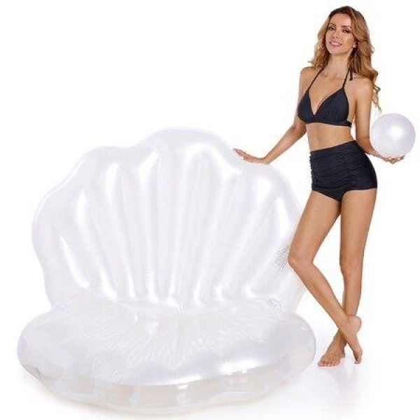 Inflatable Pool Float, Blow Up Giant Clam Ride On Raft Chair for Swimming Pool Summer Beach Party