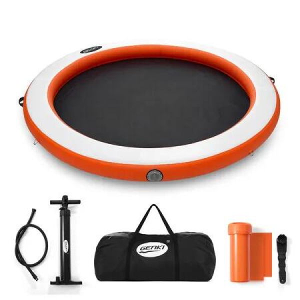 Inflatable Pool Float Island Lounger Dock Water Hammock Ring Floating River Lake Raft Platform Mat Pad Swimming Tanning Pools Summer Party 240x240cm