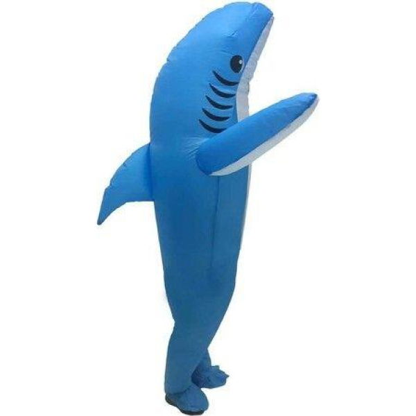 Inflatable Shark Costume Dress Up Full Body Shark Air Blow Up Funny Party Halloween Costume For Adult 150-190cm