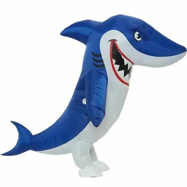 Inflatable Shark Costume Full Body Funny Party Air Blow Up Halloween Dress Cosplay 150-190cm Hilarious Event Outfit Entertaining